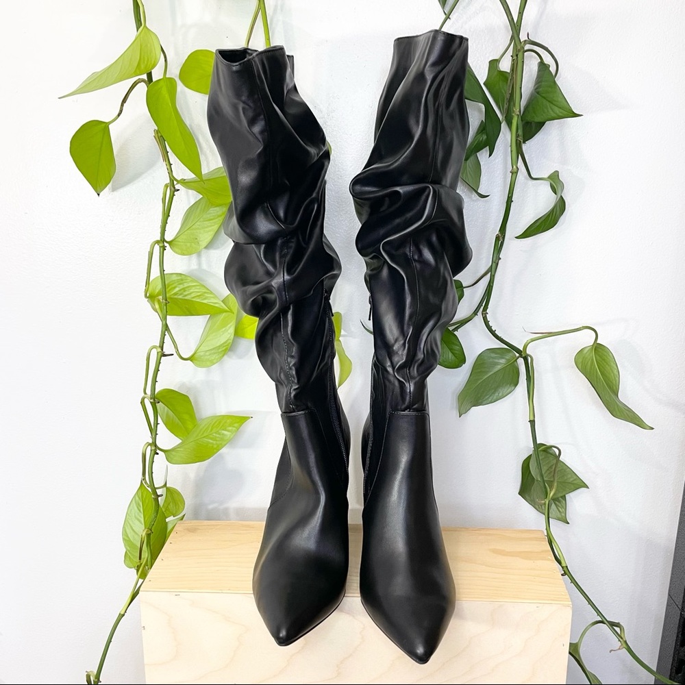 NWT 9.5 Simply Vera Vera knee high black w/ chunk heel faux leather boots - Picture 5 of 10